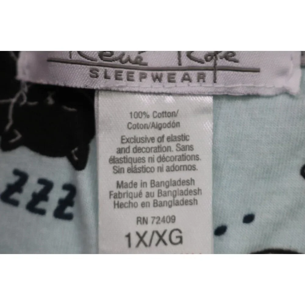 Rene' Rofe' 3/4 Sleeve Nightgown-"Feline Sleepy"-Size 1X - Picture 7 of 11